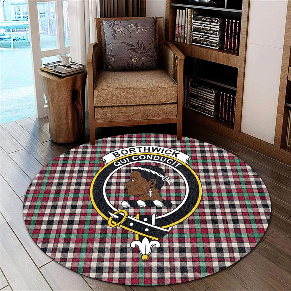 Borthwick Dress Ancient Tartan Classic Crest Round Carpet