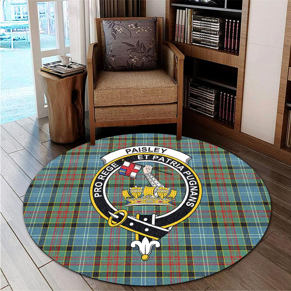 Paisley District Tartan Classic Crest Round Carpet