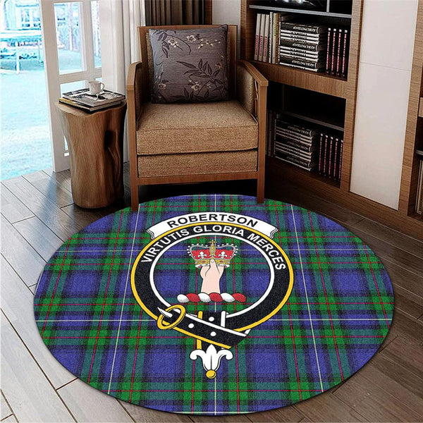 Robertson Hunting Modern Tartan Classic Crest Round Carpet