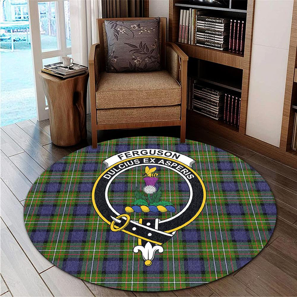 Fergusson Modern Tartan Classic Crest Round Carpet