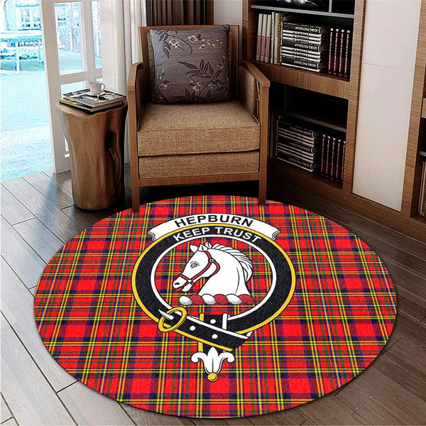 Hepburn Tartan Classic Crest Round Carpet