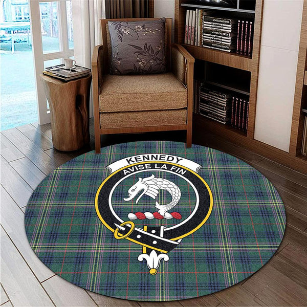 Kennedy Modern Tartan Classic Crest Round Carpet