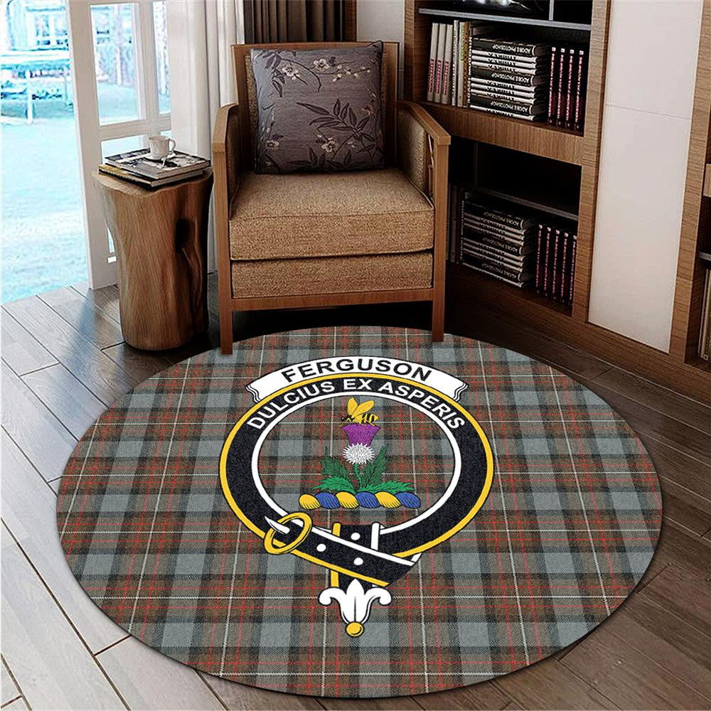 Fergusson Weathered Tartan Classic Crest Round Carpet