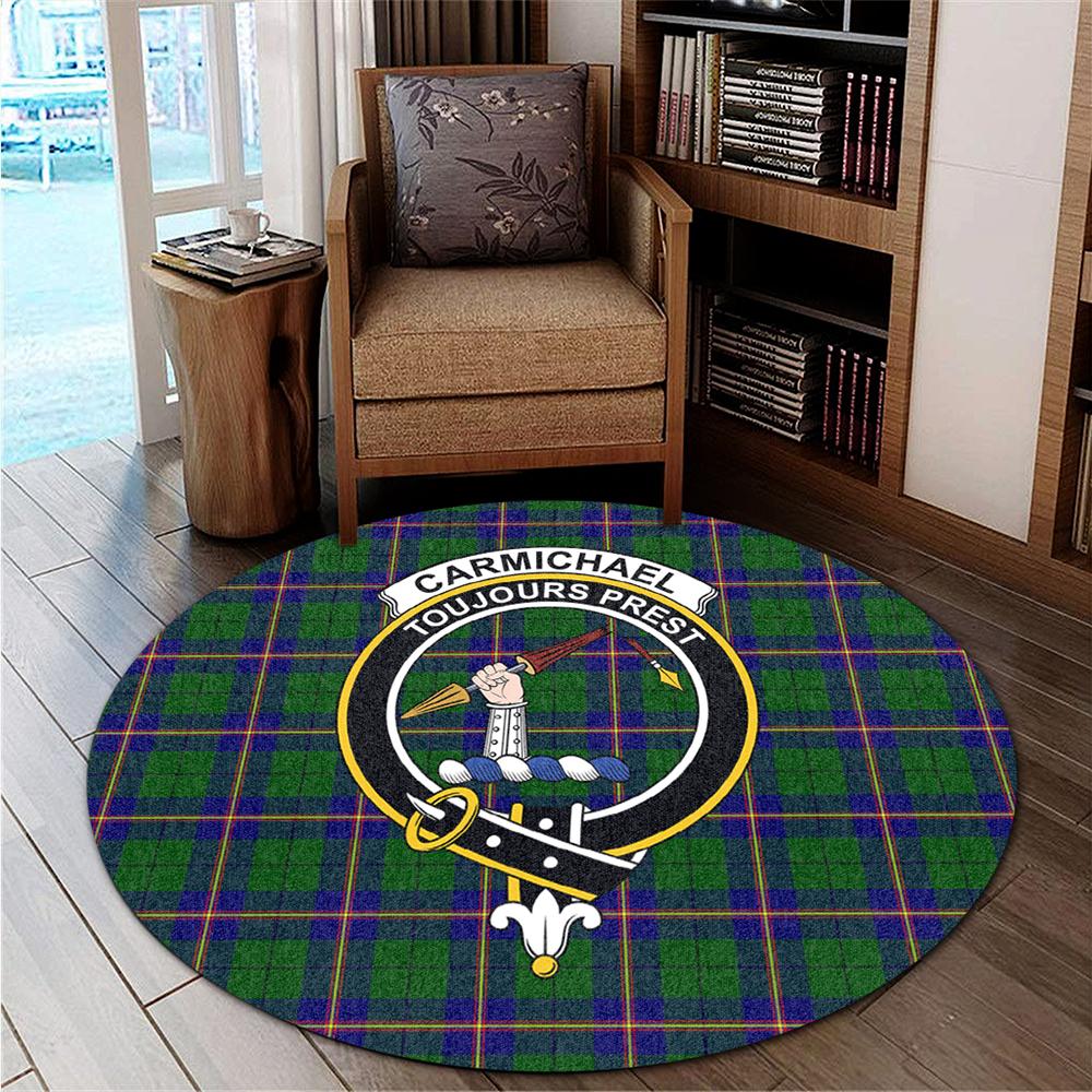 Carmichael Modern Tartan Classic Crest Round Carpet