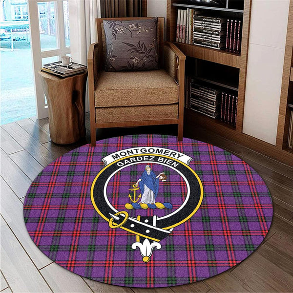 Montgomery Modern Tartan Classic Crest Round Carpet