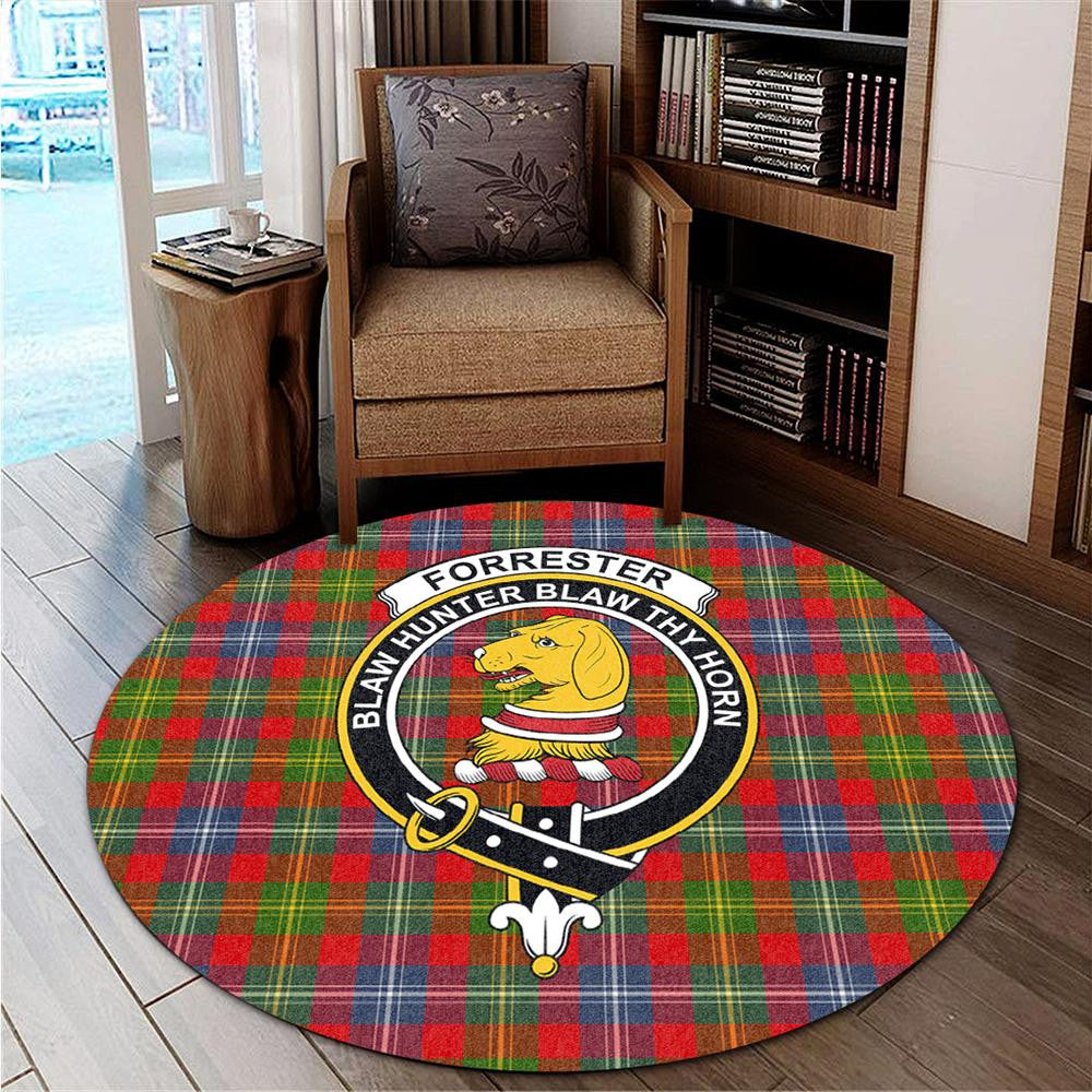 Forrester Tartan Classic Crest Round Carpet