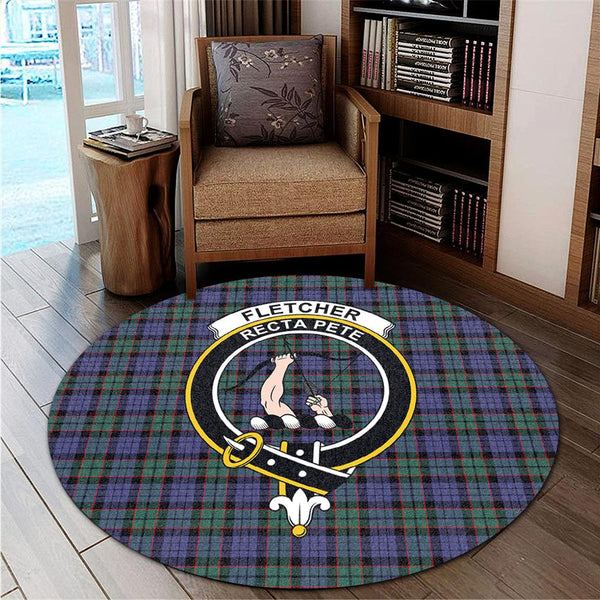 Fletcher Modern Tartan Classic Crest Round Carpet