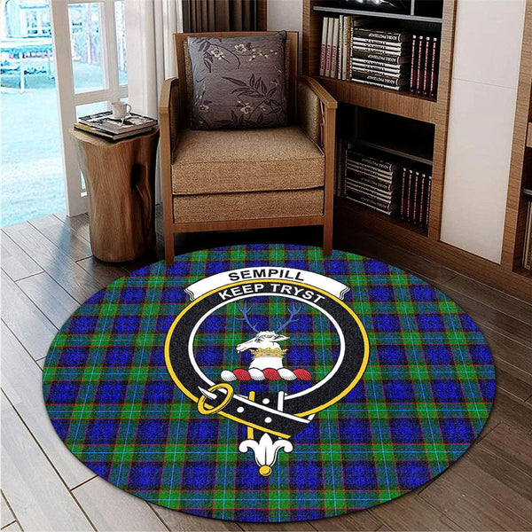 Sempill Modern Tartan Classic Crest Round Carpet