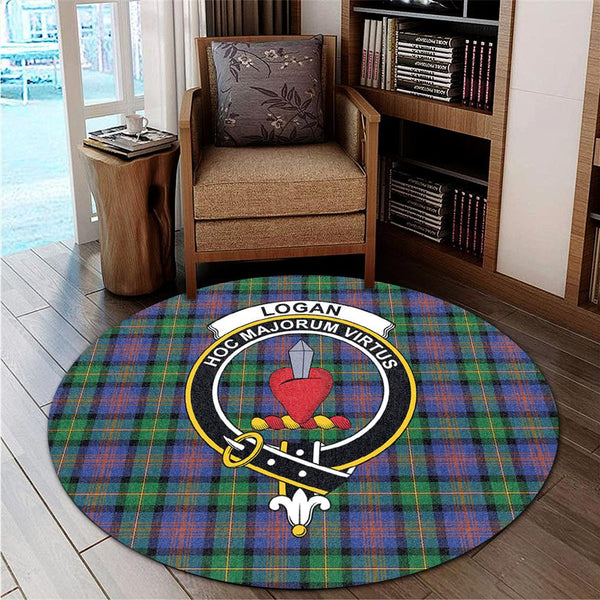 Logan Ancient Tartan Classic Crest Round Carpet