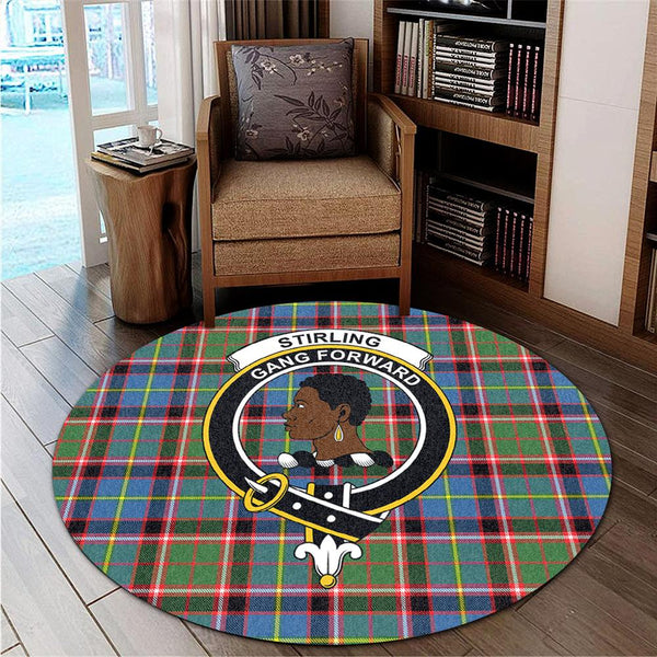 Stirling & Bannockburn District Tartan Classic Crest Round Carpet