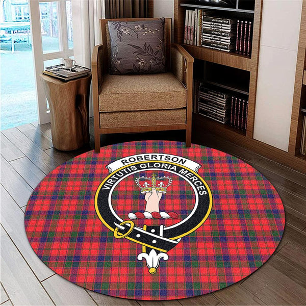 Robertson Modern Tartan Classic Crest Round Carpet