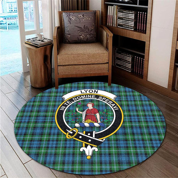 Lyon Clan Tartan Classic Crest Round Carpet