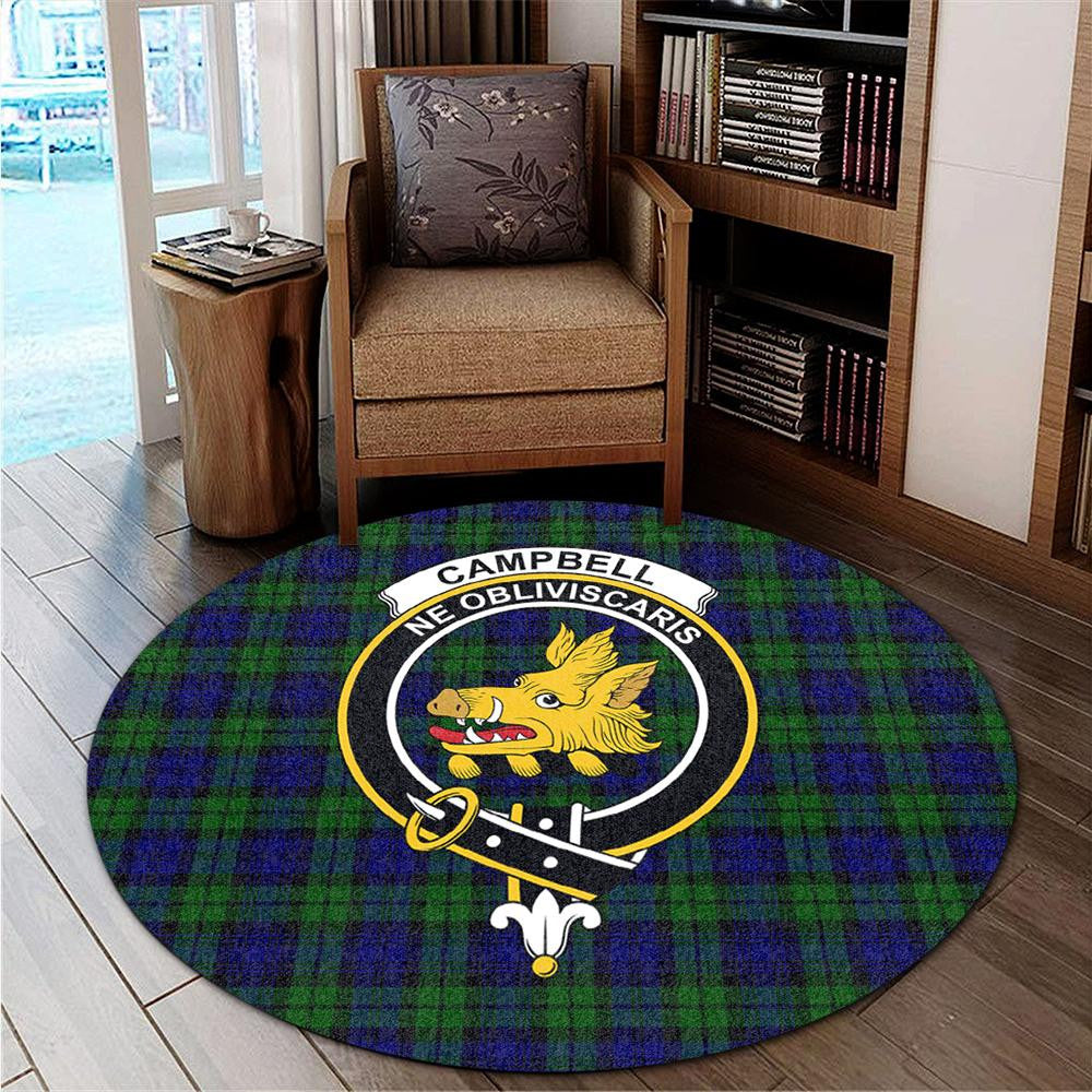 Campbell Modern Tartan Classic Crest Round Carpet