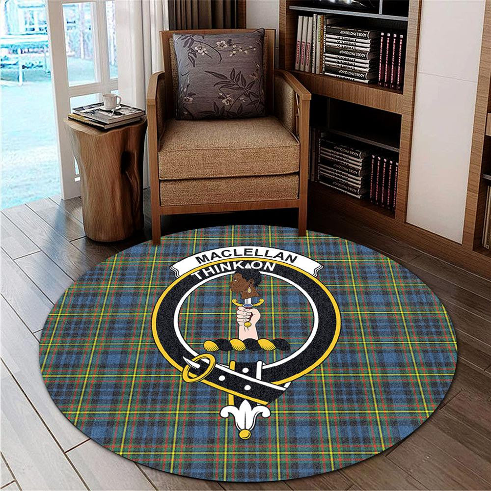 MacLellan Ancient Tartan Classic Crest Round Carpet