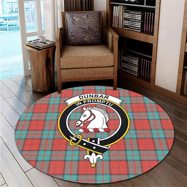 Dunbar Ancient Tartan Classic Crest Round Carpet