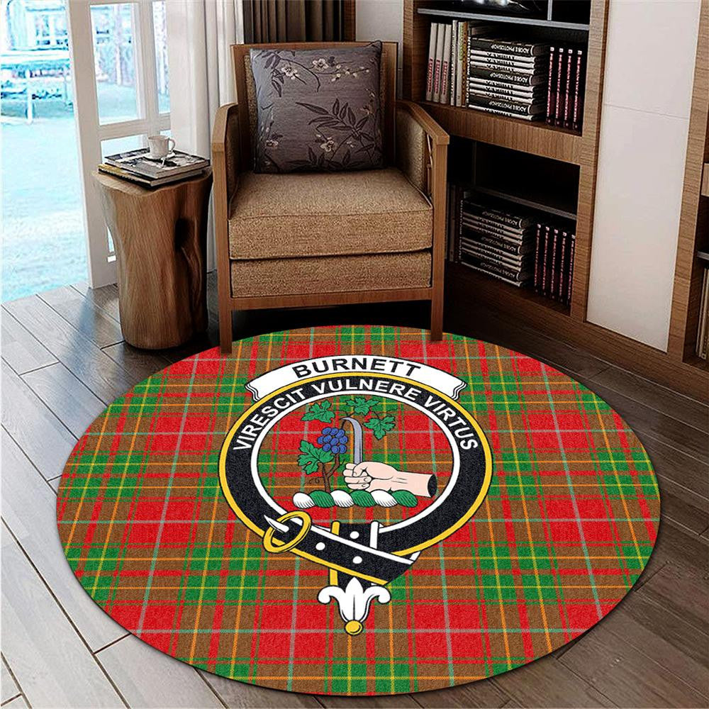 Burnett Ancient Tartan Classic Crest Round Carpet