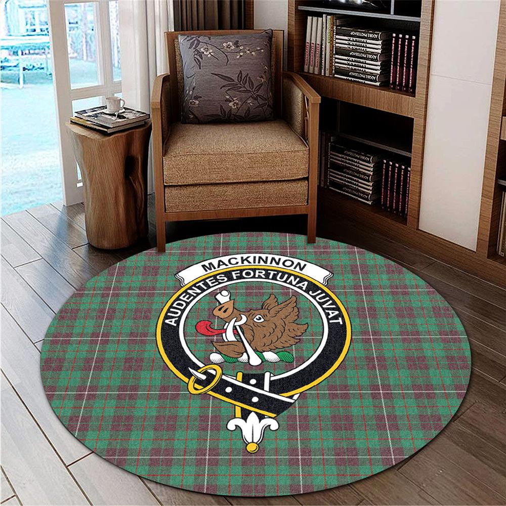 MacKinnon Hunting Ancient Tartan Classic Crest Round Carpet