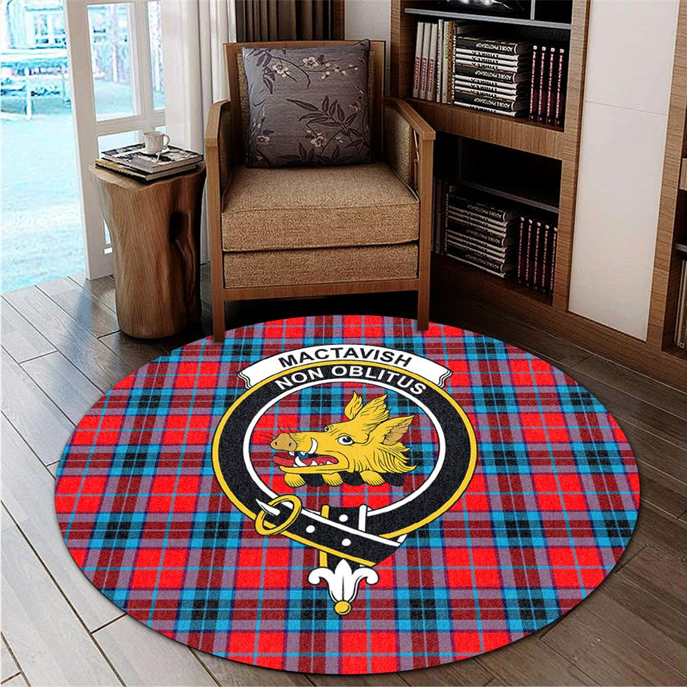 MacTavish Modern Tartan Classic Crest Round Carpet