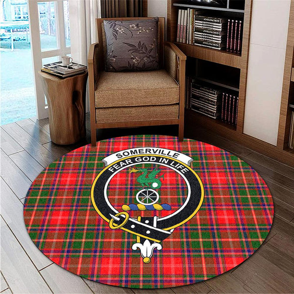 Somerville Modern Tartan Classic Crest Round Carpet