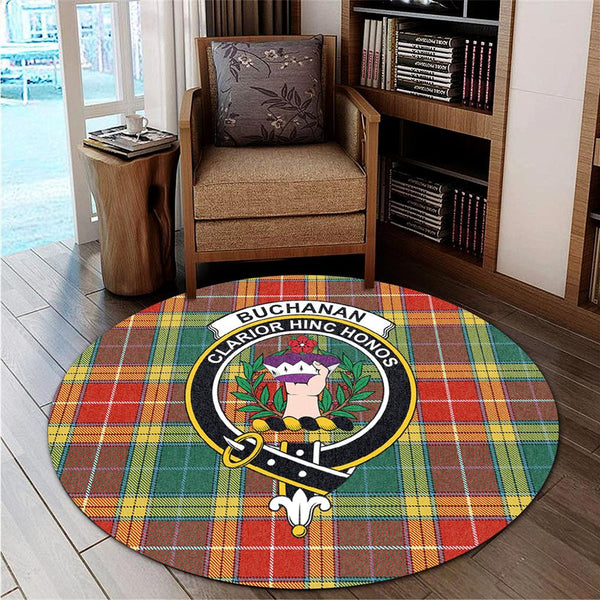 Buchanan Old Sett Tartan Classic Crest Round Carpet