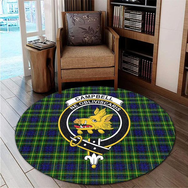 Campbell of Breadalbane Modern Tartan Classic Crest Round Carpet