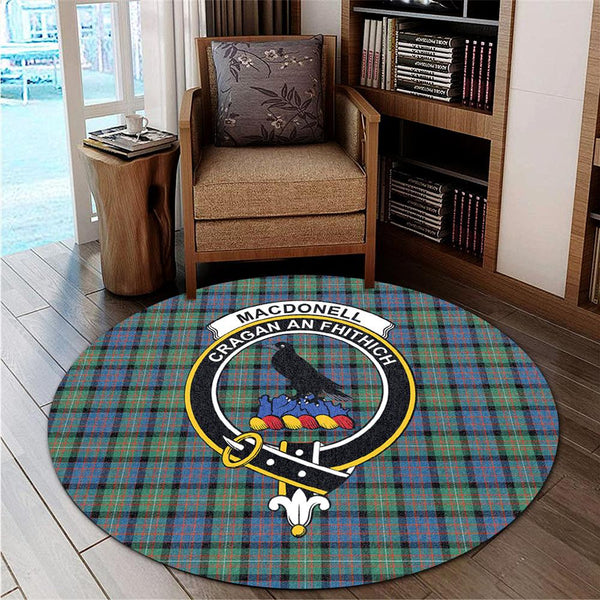 MacDonnell of Glengarry Ancient Tartan Classic Crest Round Carpet