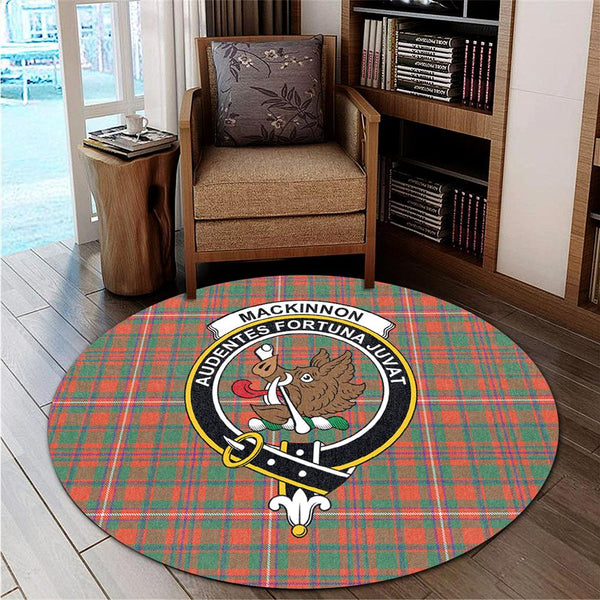 MacKinnon Ancient Tartan Classic Crest Round Carpet