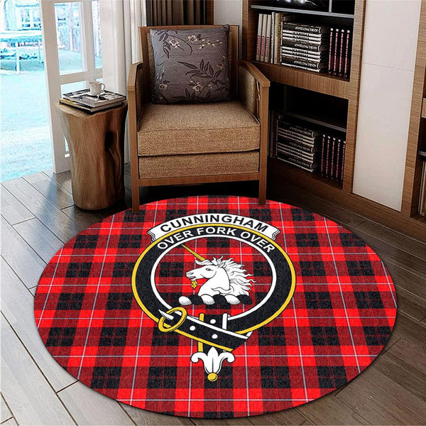 Cunningham Modern Tartan Classic Crest Round Carpet