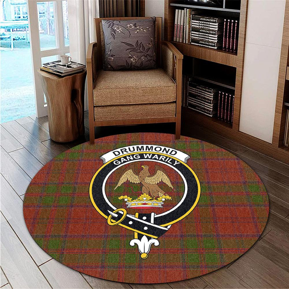 Drummond Clan Tartan Classic Crest Round Carpet