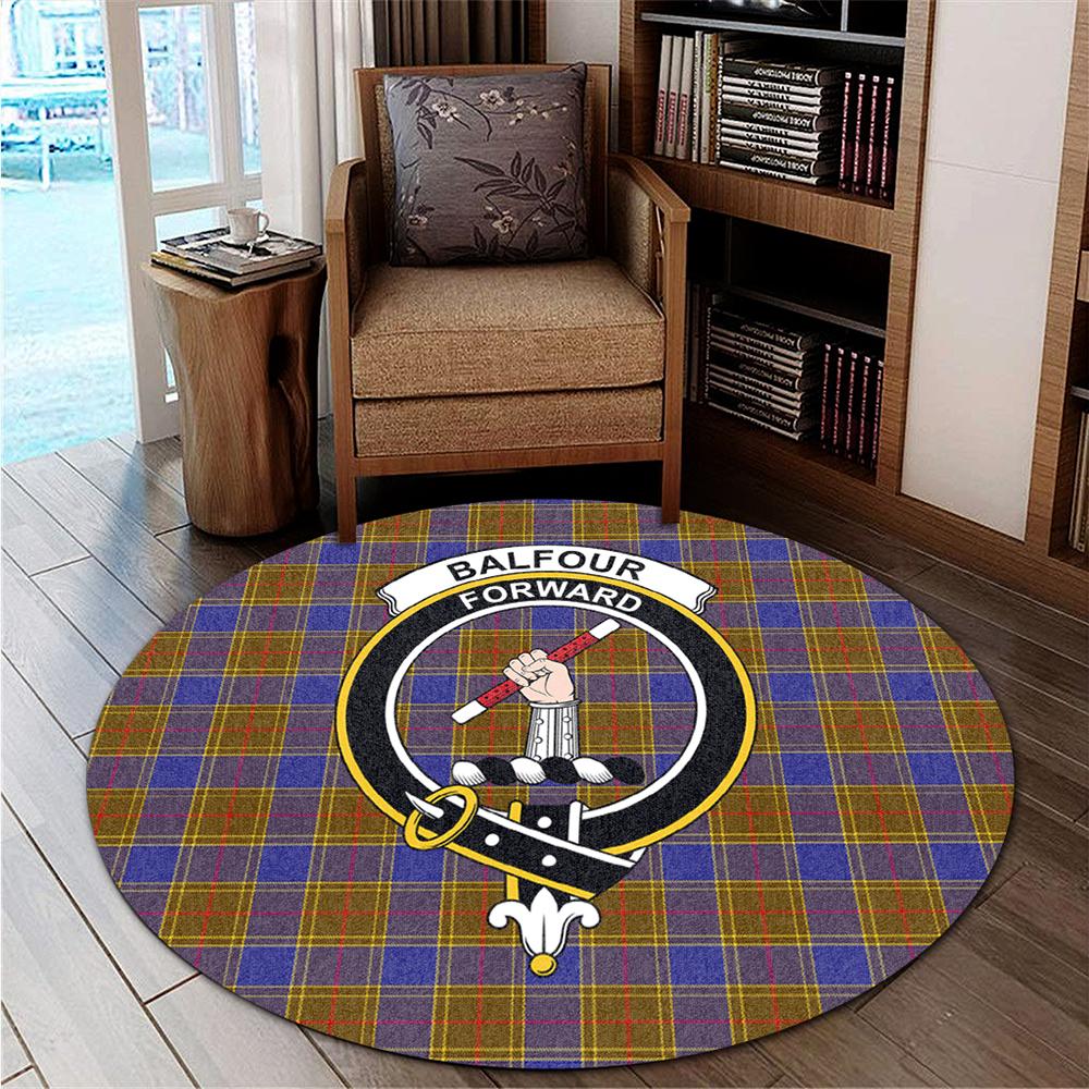 Balfour Modern Tartan Classic Crest Round Carpet