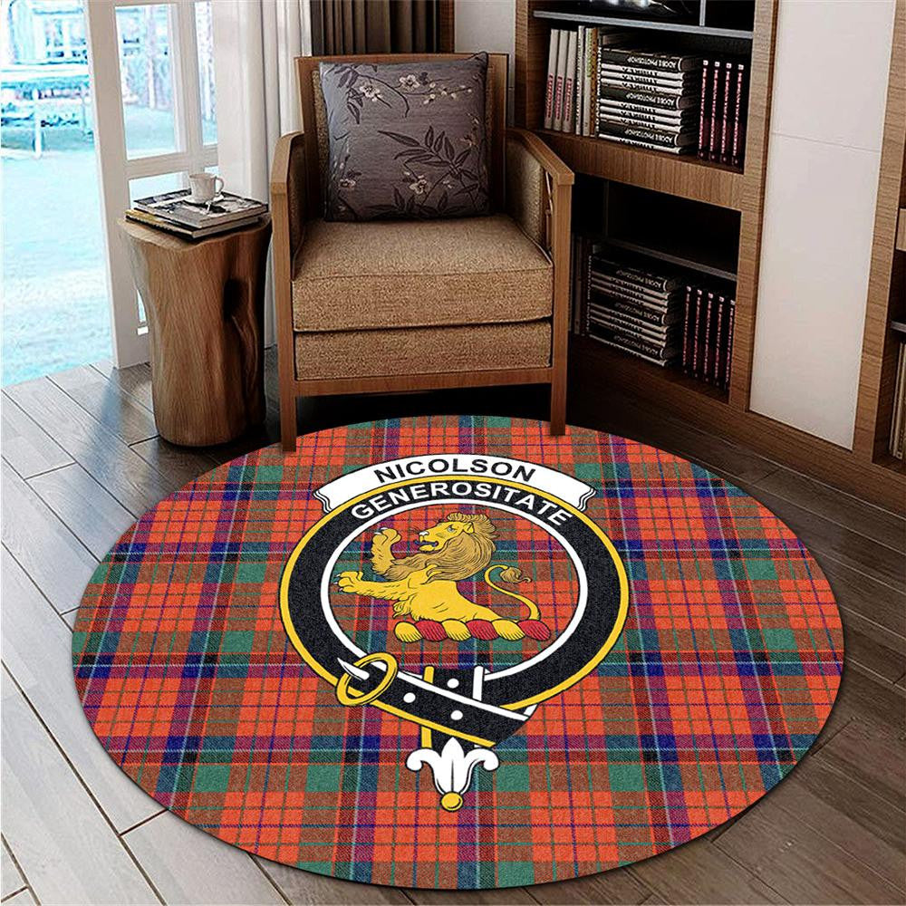 Nicolson Ancient Tartan Classic Crest Round Carpet