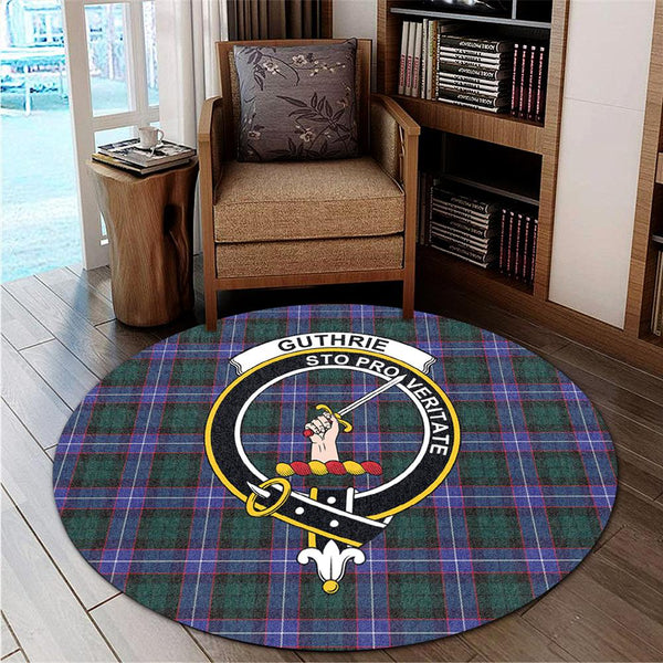 Guthrie Modern Tartan Classic Crest Round Carpet