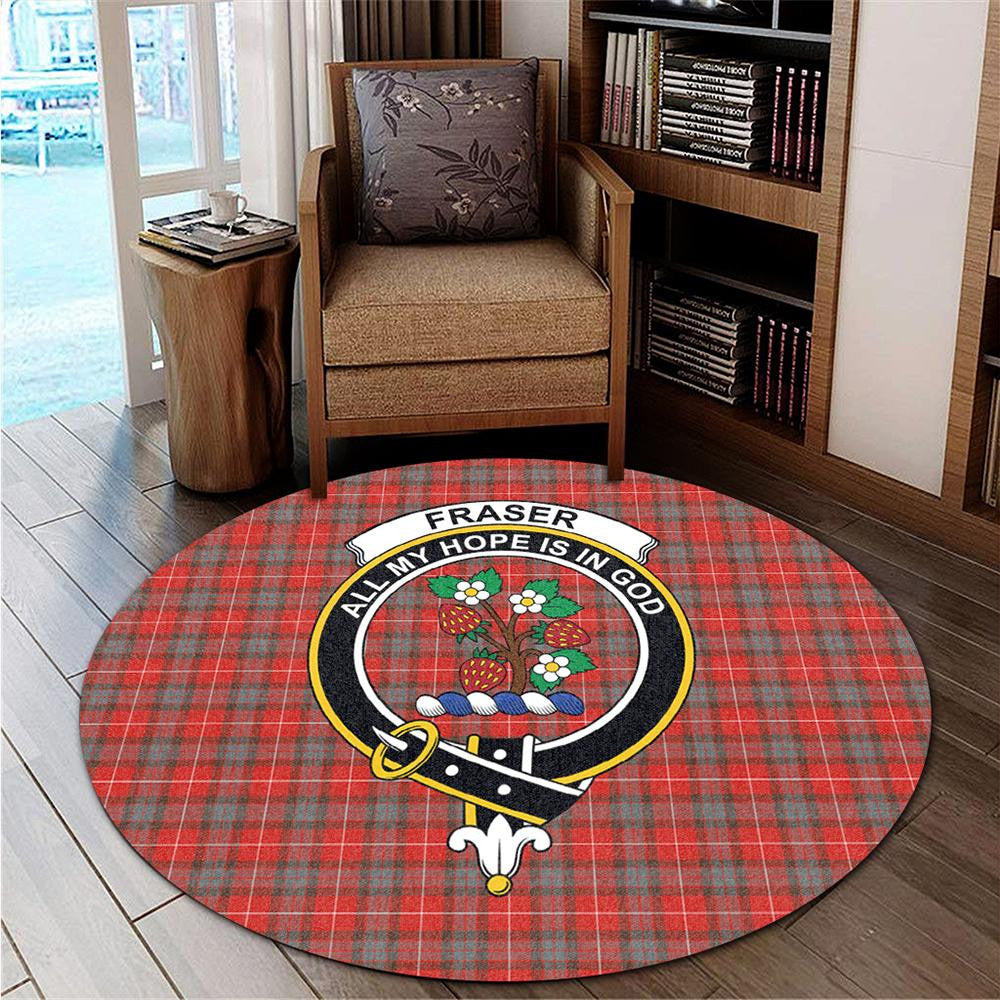 Fraser Weathered Tartan Classic Crest Round Carpet