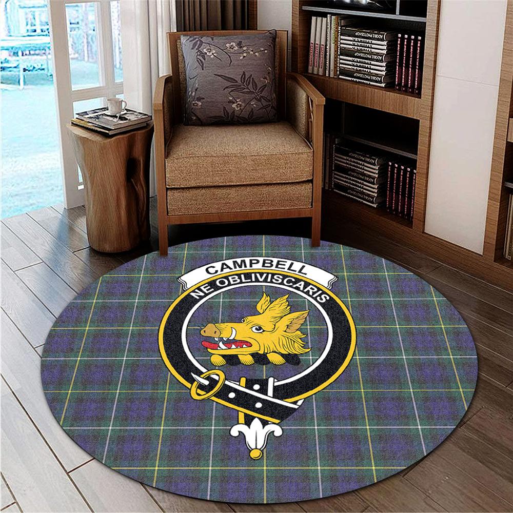 Campbell Argyll Modern Tartan Classic Crest Round Carpet