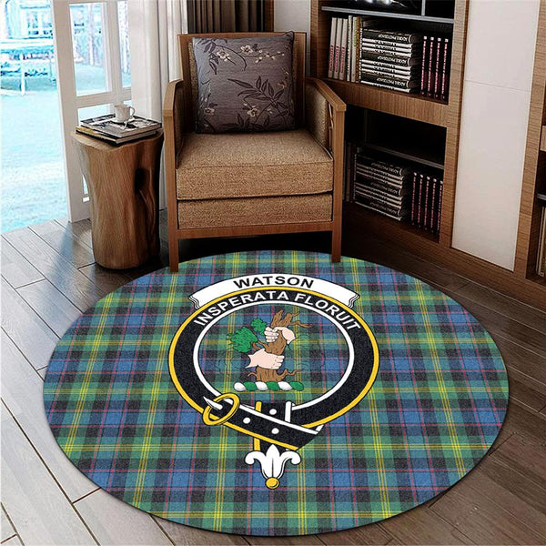 Watson Ancient Tartan Classic Crest Round Carpet