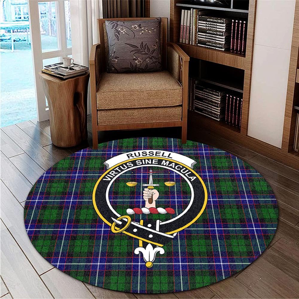 Russell Modern Tartan Classic Crest Round Carpet