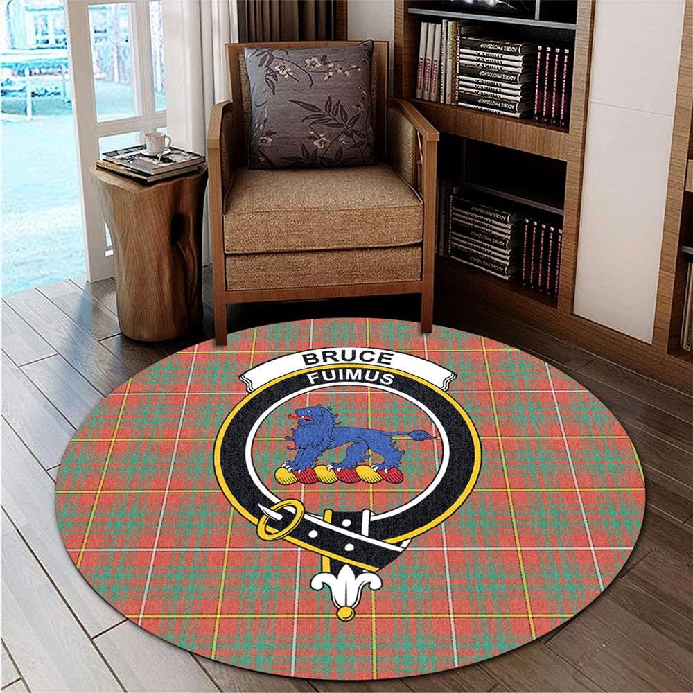 Bruce Ancient Tartan Classic Crest Round Carpet