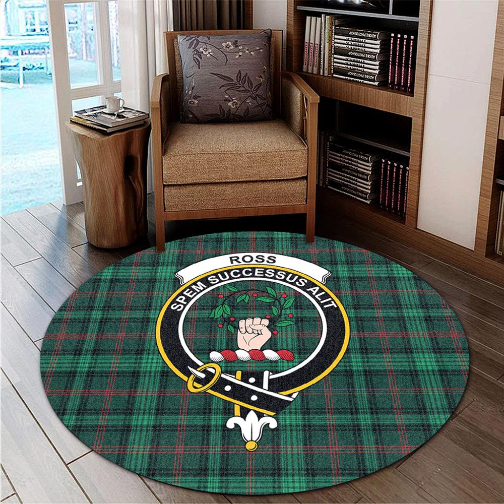 Ross Hunting Modern Tartan Classic Crest Round Carpet