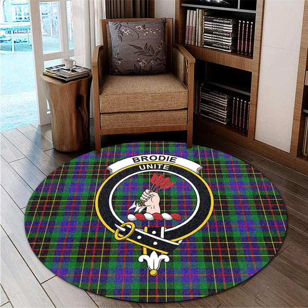 Brodie Hunting Modern Tartan Classic Crest Round Carpet