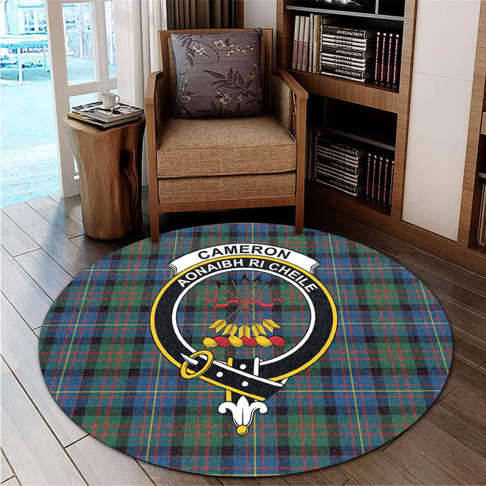 Cameron of Erracht Ancient Tartan Classic Crest Round Carpet