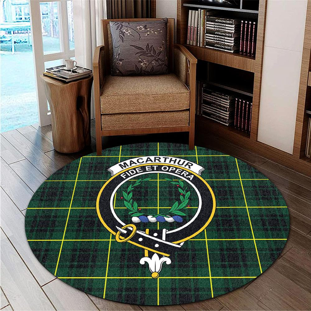 MacArthur Modern Tartan Classic Crest Round Carpet