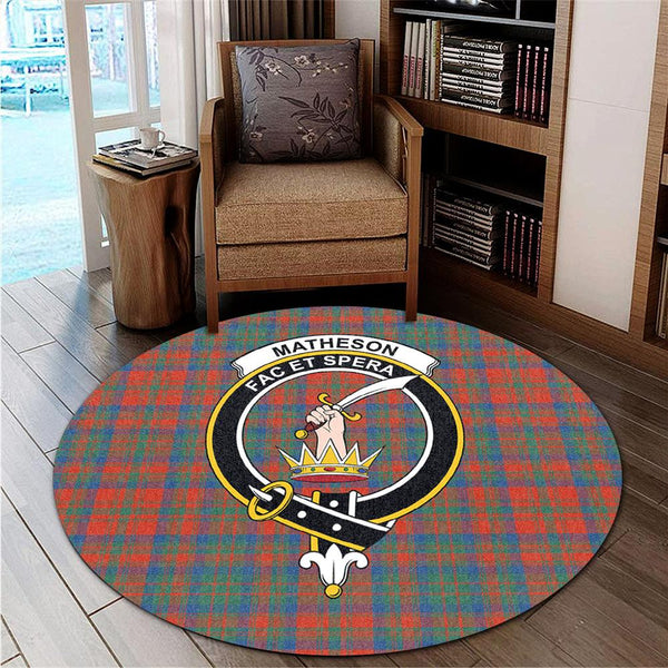 Matheson Ancient Tartan Classic Crest Round Carpet