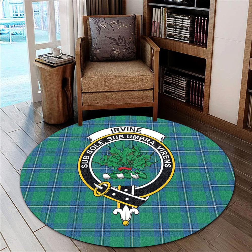 Irvine Ancient Tartan Classic Crest Round Carpet