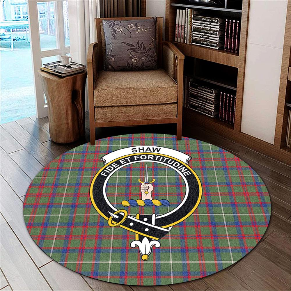 Shaw Green Modern Tartan Classic Crest Round Carpet