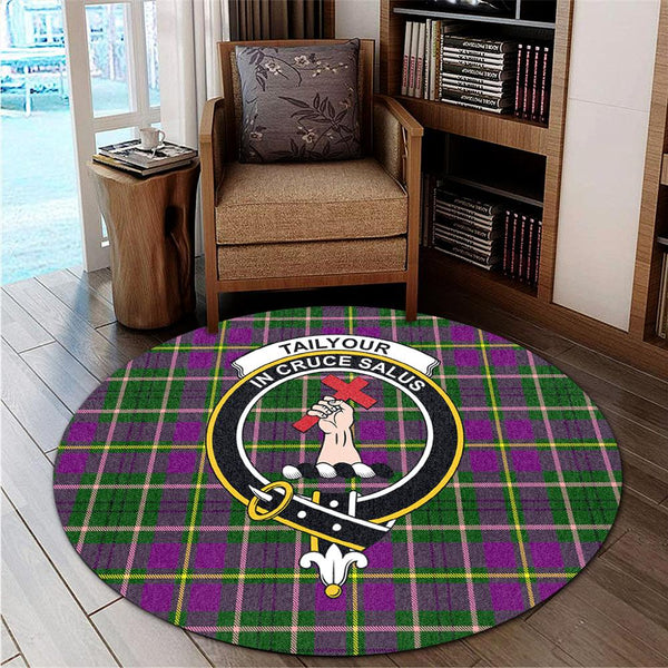 Tailyour Weathered Tartan Classic Crest Round Carpet