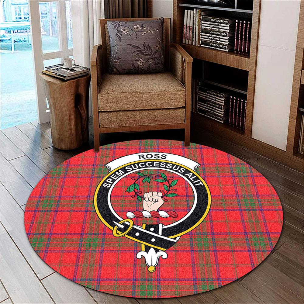 Ross Modern Tartan Classic Crest Round Carpet