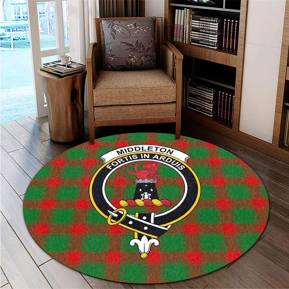 Middleton Modern Tartan Classic Crest Round Carpet