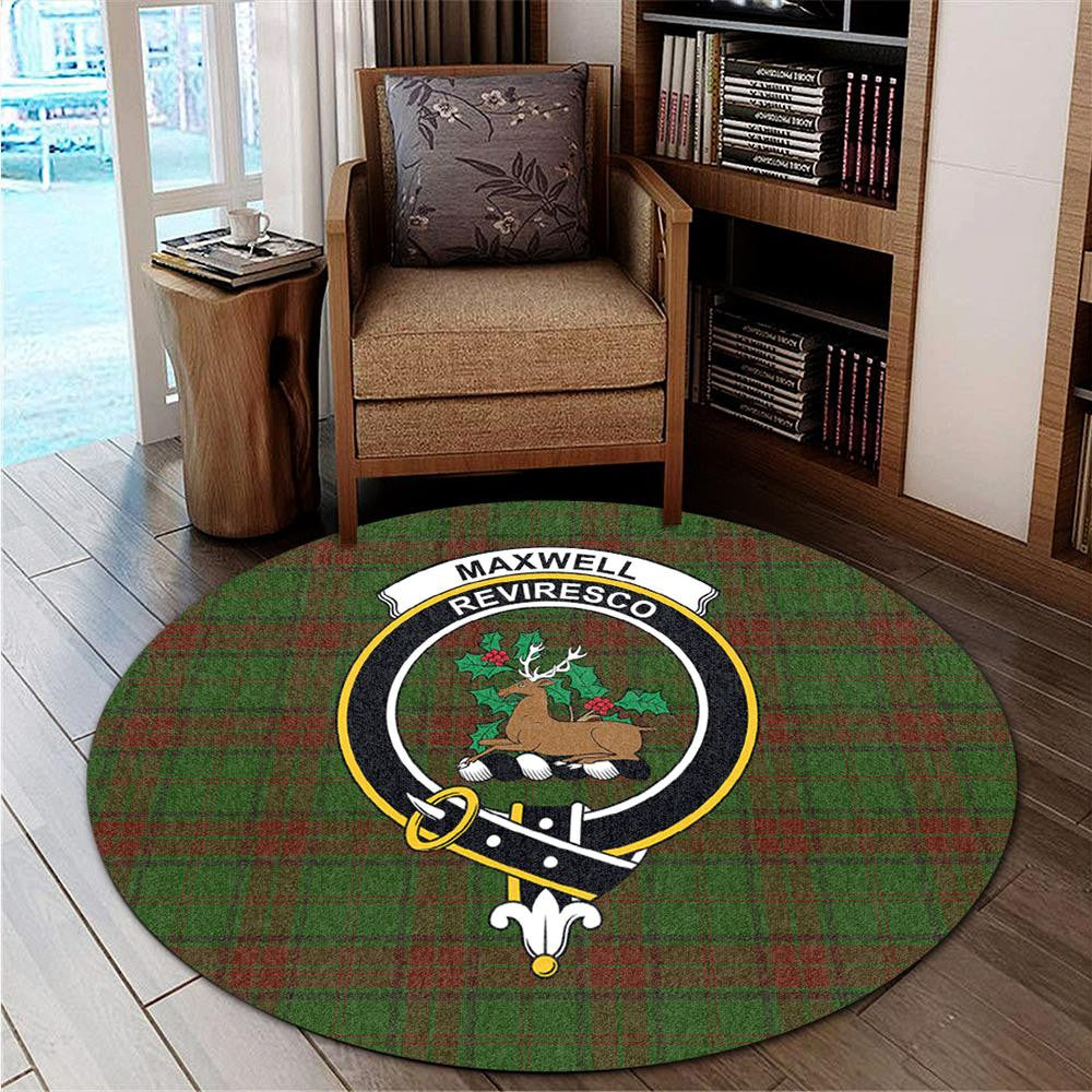 Maxwell Hunting Tartan Classic Crest Round Carpet