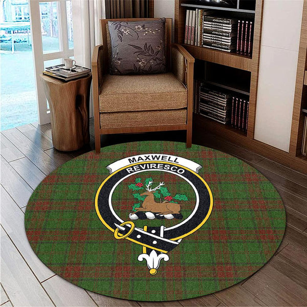 Maxwell Hunting Tartan Classic Crest Round Carpet