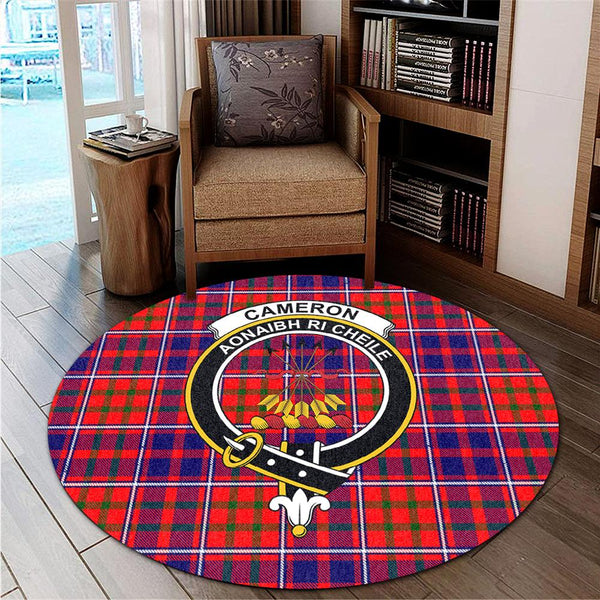 Cameron of Lochiel Modern Tartan Classic Crest Round Carpet